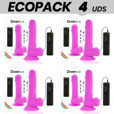 ECOPACK 6 UDS DIVERSIA DILDO FLEXIBLE CON VIBRACION LILA 205 CM O 42 CM