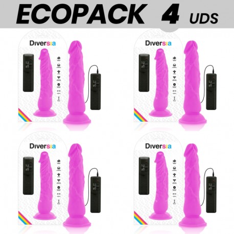 ECOPACK 6 UDS DIVERSIA DILDO FLEXIBLE CON VIBRACION LILA 21 CM O 49 CM