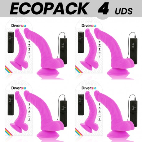 ECOPACK 6 UDS DIVERSIA DILDO FLEXIBLE CON VIBRACION 215 CM LILA