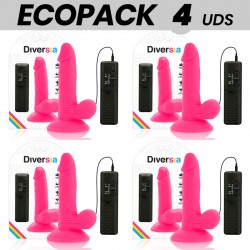 ECOPACK 6 UDS DIVERSIA DILDO FLEXIBLE CON VIBRACION ROSA 17 CM O 33 CM