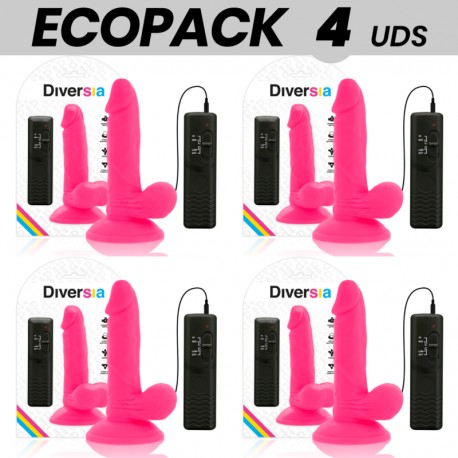 ECOPACK 6 UDS DIVERSIA DILDO FLEXIBLE CON VIBRACION ROSA 17 CM O 33 CM