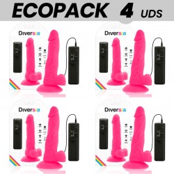 ECOPACK 6 UDS - DIVERSIA DILDO FLEXIBLE CON VIBRACIÃN ROSA 18 CM -O- 4 CM