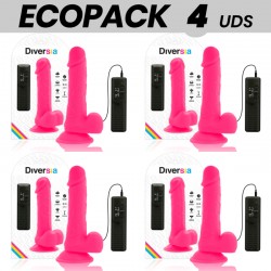 ECOPACK 6 UDS DIVERSIA DILDO FLEXIBLE CON VIBRACION ROSA 205 CM O 42 CM