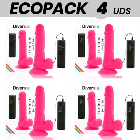 ECOPACK 6 UDS DIVERSIA DILDO FLEXIBLE CON VIBRACION ROSA 205 CM O 42 CM
