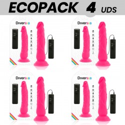 ECOPACK 6 UDS DIVERSIA DILDO FLEXIBLE CON VIBRACION ROSA 21 CM O 49 CM