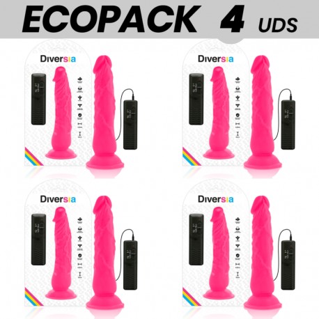 ECOPACK 6 UDS DIVERSIA DILDO FLEXIBLE CON VIBRACION ROSA 21 CM O 49 CM