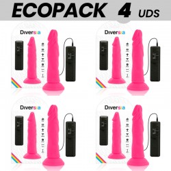 ECOPACK 6 UDS DIVERSIA DILDO FLEXIBLE CON VIBRACION ROSA 23 CM O 43 CM