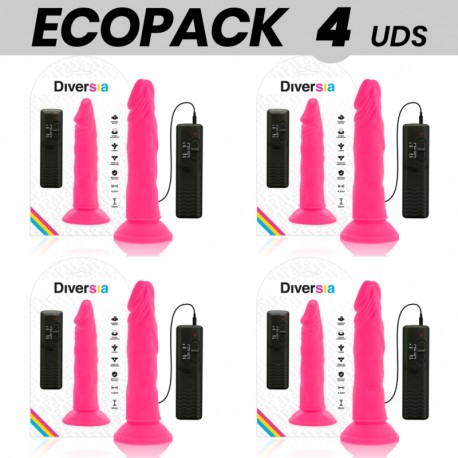 ECOPACK 6 UDS DIVERSIA DILDO FLEXIBLE CON VIBRACION ROSA 23 CM O 43 CM