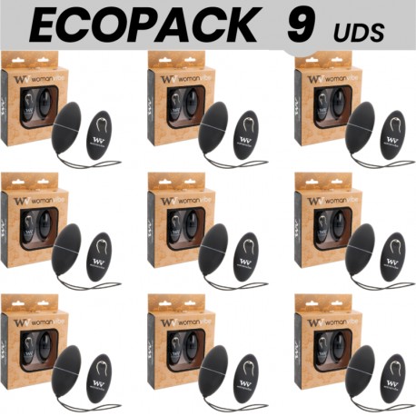 ECOPACK 9 UDS WOMANVIBE ALSAN HUEVO CONTROL REMOTO NEGRO SILICONA NEGRO