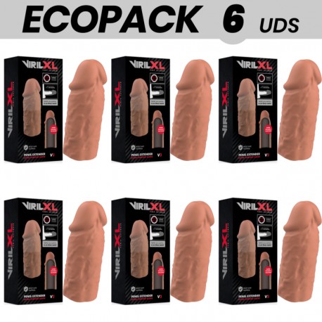 ECOPACK 6 UDS VIRILXL EXTENSION DE PENE LIQUID SILICONE V3 MARRON