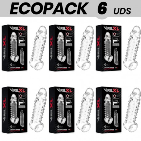 ECOPACK 6 UDS VIRILXL EXTENSION Y FUNDA DE PENE V11 TRANSPARENTE
