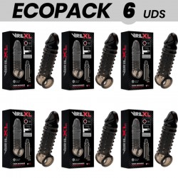 ECOPACK 6 UDS - VIRILXL EXTENSION Y FUNDA DE PENE V11 NEGRO