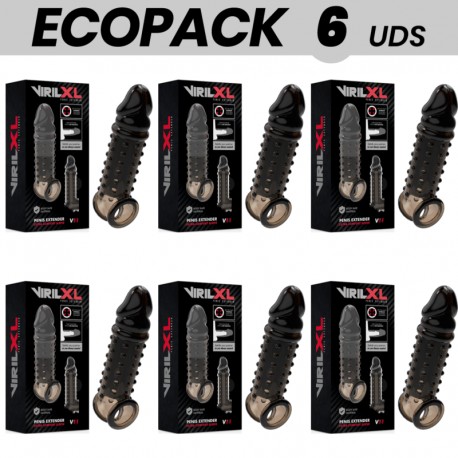 ECOPACK 6 UDS VIRILXL EXTENSION Y FUNDA DE PENE V11 NEGRO