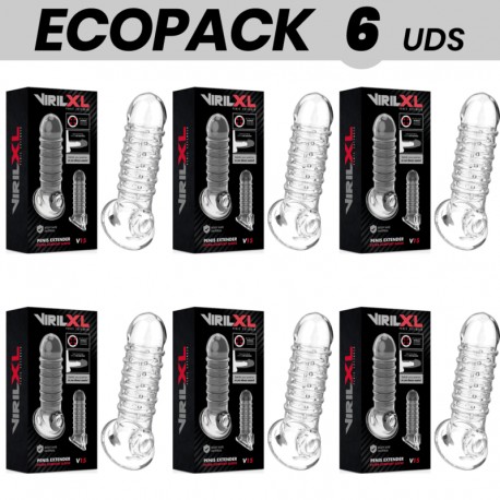 ECOPACK 6 UDS VIRILXL EXTENSION Y FUNDA DE PENE V15 TRANSPARENTE