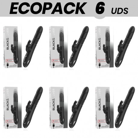 ECOPACK 6 UDS BLACKSILVER KENJI VIBRADOR RABBIT UP DOWN COMPATIBLE CON WATCHME