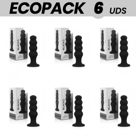 ECOPACK 6 UDS BLACKSILVER SCOTT PLUG ANAL SILICONA PREMIUM NEGRO