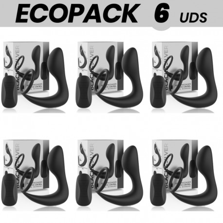 ECOPACK 6 UDS BLACKSILVER MASAJEADOR ANAL CONTROL REMOTO SILICONA RECARGABLE NEGRO