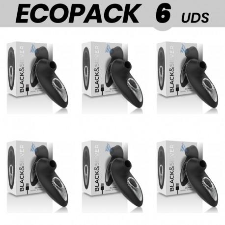 ECOPACK 6 UDS BLACKSILVER DRAKE DELUXE SUCKING VIBE SILICONA RECARGABLE NEGRO