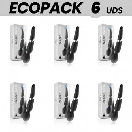 ECOPACK 6 UDS BLACKSILVER BECK WAND Y ONDAS ESTIMULADORAS 2 EN 1 SILICONA