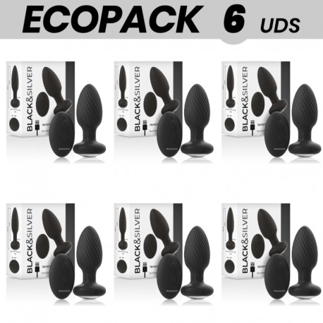 ECOPACK 6 UDS BLACKSILVER WELLS PLUG ANAL SILICONA CONTROL REMOTO