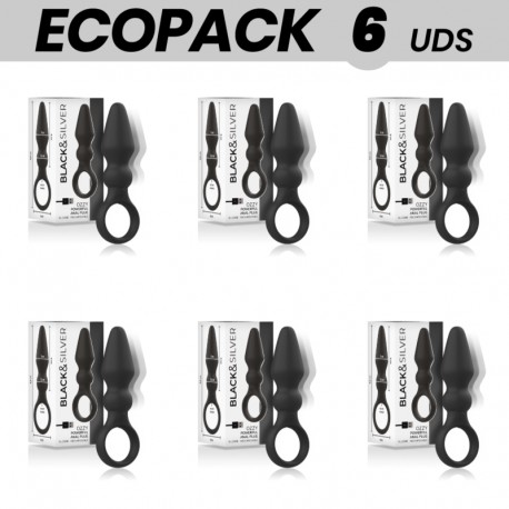 ECOPACK 6 UDS BLACKSILVER OZZY POTENTE PLUG ANAL SILICONA