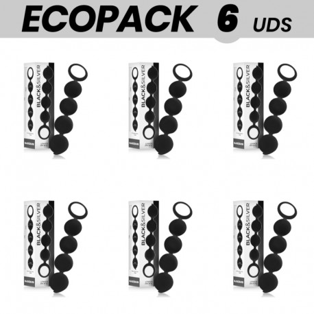 ECOPACK 6 UDS BLACKSILVER LENNON PLUG ANAL CON BOLAS ANALES 15 CM