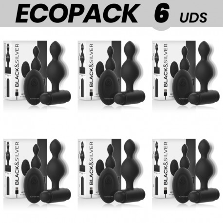 ECOPACK 6 UDS BLACKSILVER TUCKER PEQUEaO PLUG ANAL SILICONA CONTROL REMOTO
