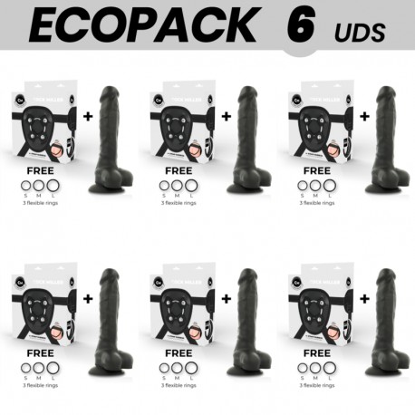 ECOPACK 6 UDS COCK MILLER ARNES SILICONA DENSITY ARTICULABLE COCKSIL NEGRO 195 CM