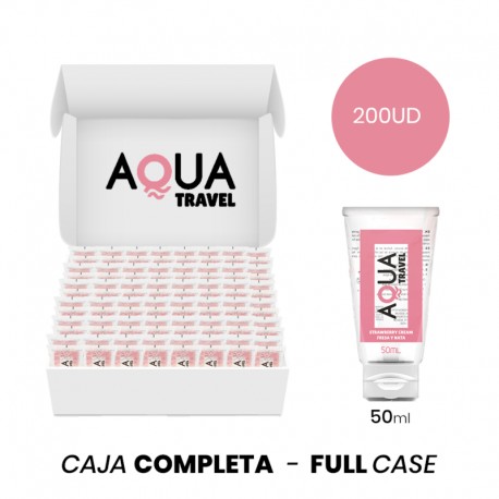MOQ 200 AQUA TRAVEL LUBRICANTE BASE AGUA SABOR FRESA Y NATA 50 ML