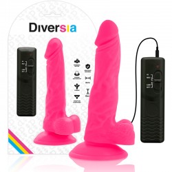 DIVERSIA DILDO REALaSTICO FLEXIBLE CON VIBRACIaN ROSA 18 CM O 4 CM