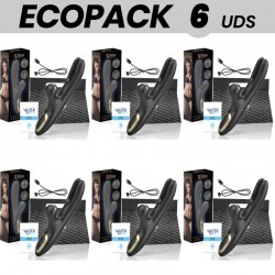 ECOPACK 6 UDS IBIZA VIBRADOR HI TECH RABITT POR ONDAS CLITORIALES Y DOBLE PINCHING NEGRO