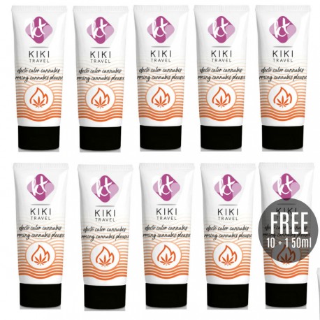 KIKa TRAVEL GEL DESLIZANTE SABOR A CANNABIS EFECTO CALOR INTENSO 50ML 10 1 GRATIS