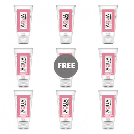 AQUA TRAVEL LUBRICANTE BASE AGUA SABOR FRESA Y NATA 50 ML 81 GRATIS