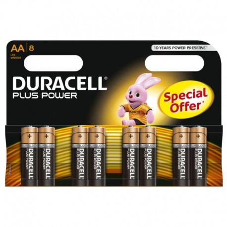 DURACELL PLUS POWER PILA ALCALINA AA LR6 BLISTER8