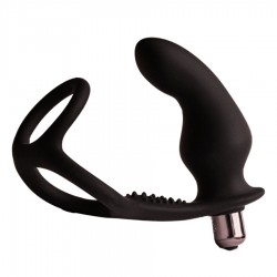 ROCKS OFF RO ZEN RRO PLUG ANAL CON ANILLO VIBRADOR PARA EL PENE NEGRO