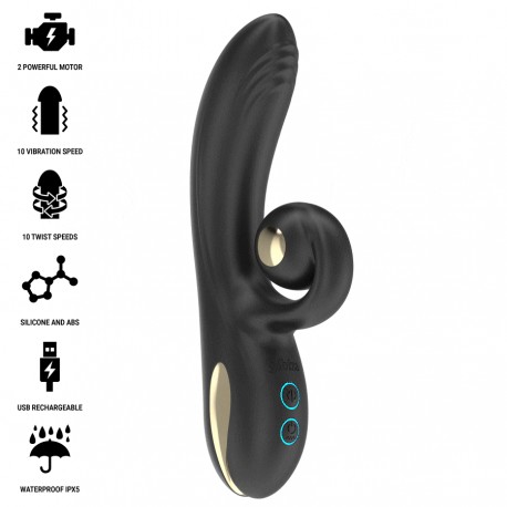 IBIZA VIBRADOR TWISTER CON ESTIMULADOR CURVE Y VIBRO ROTACIaN