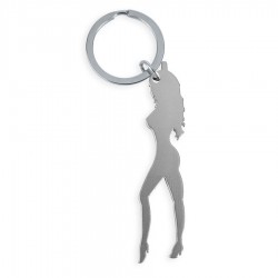 DIABLO PICANTE LLAVERO CON SILUETA DE MUJER COLOR PLATA CON ABRIDOR DE CERVEZA