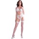 CHILIROSE CR 4862 SET SUJETADOR LIGUERO TANGA Y MEDIAS DE ENCAJE BLANCO S