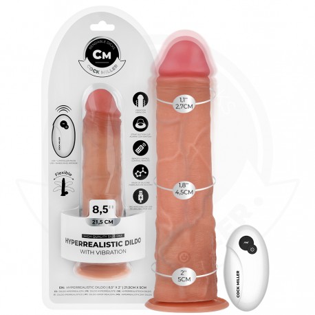 COCK MILLER DILDO HIPERREALaSTICO Y VIBRACIaN CON CONTROL REMOTO 215 CM