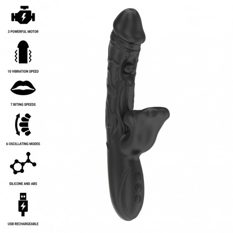 IBIZA VIBRADOR Y ESTIMULADOR DE CLaTORIS CON EFECTO MORDEDOR Y ROTACIaN