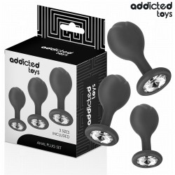ADDICTED TOYS SET DE 3 PLUG SILICONA ANAL CON JOYA