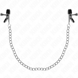 KINK PINZAS PARA PEZONES PLANAS NEGRO CON CADENA PLATEADO 34 CM
