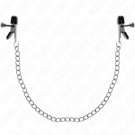 KINK PINZAS PARA PEZONES PLANAS NEGRO CON CADENA PLATEADO 34 CM