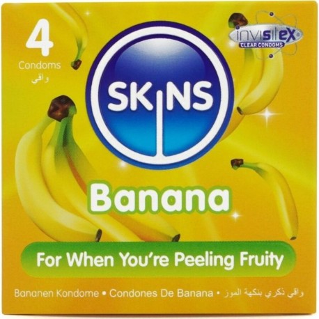 SKINS PRESERVATIVOS PREMIUM SABOR PLaTANO PACK 4