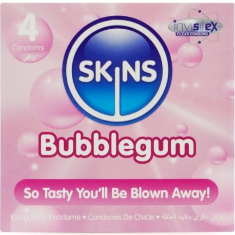 SKINS PRESERVATIVOS PREMIUM SABOR CHICLE PACK 4