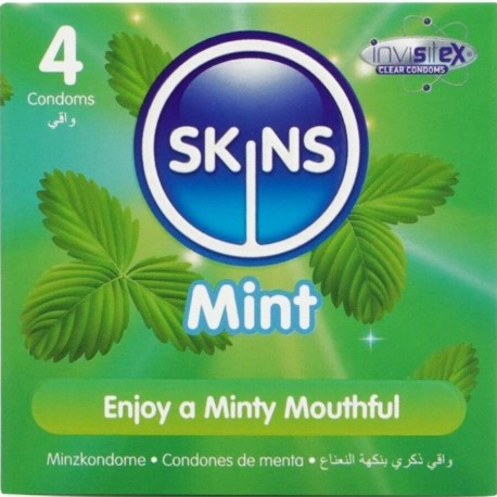 SKINS PRESERVATIVOS PREMIUM SABOR MENTA PACK 4