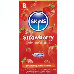 SKINS PRESERVATIVOS PREMIUM SABOR FRESA PACK 8
