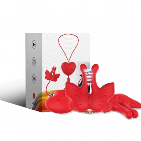 ARMONY PINZAS PARA PEZONES MAGNaTICA CON VIBRACIaN FORMA MARIPOSA ROJO