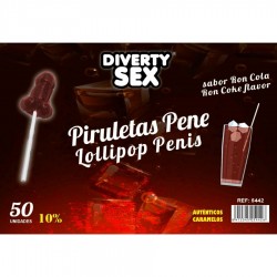 DIABLO GOLOSO 50 PIRULETAS PENE RON COLA 10 ALCOHOL