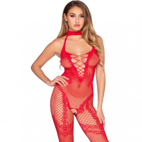 LEG AVENUE 89336 BODYSTOCKING SIN ENTREPIERNA ROJO TALLA aNICA